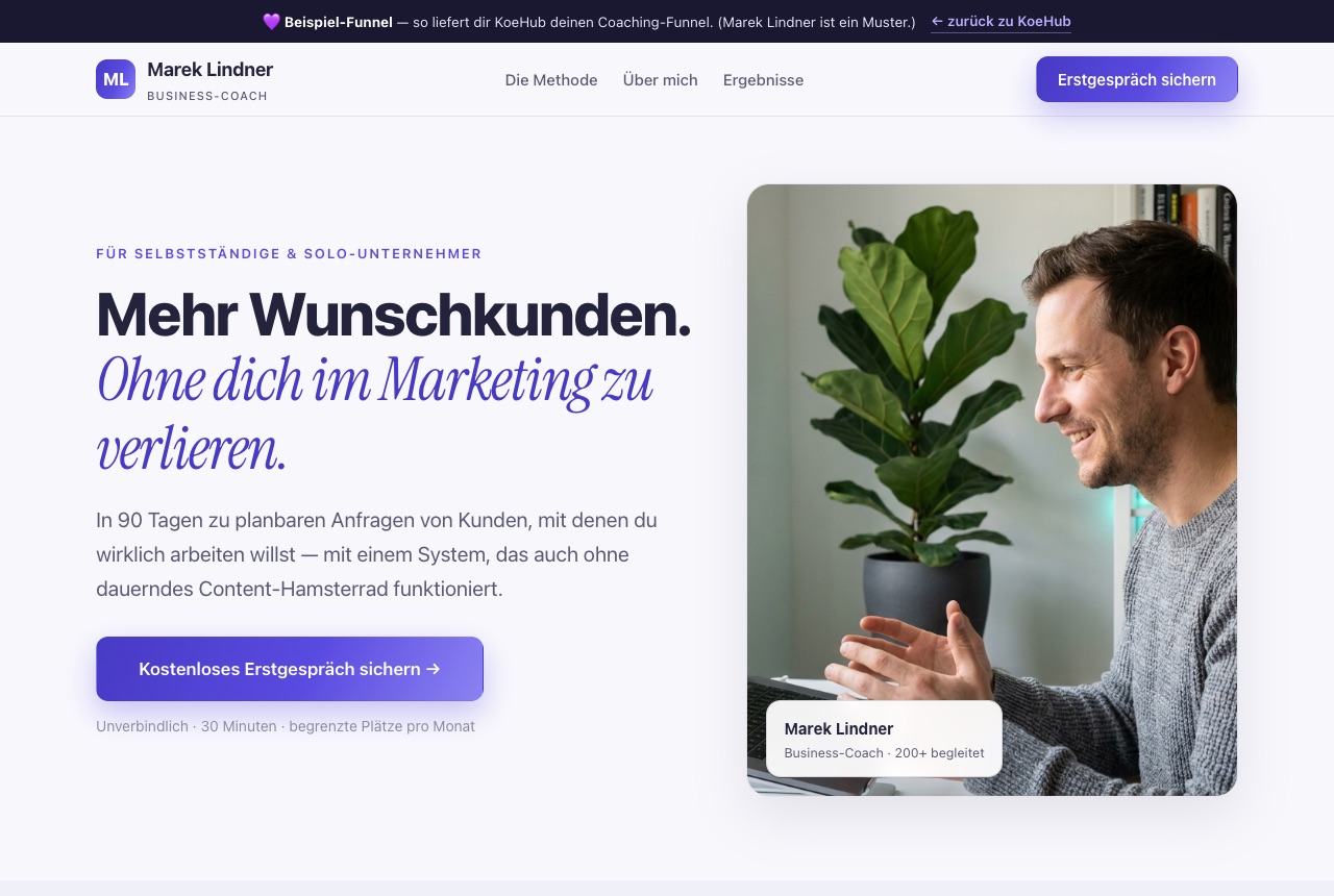 Demo-Endprodukt: Coaches & Berater — Marek Lindner · Business-Coach