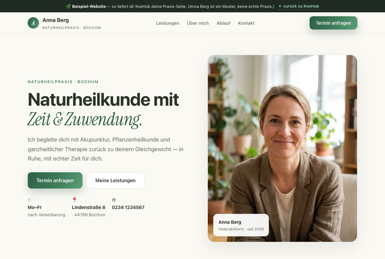 Demo-Endprodukt: Heilpraktiker & Privatpraxen — Anna Berg · Naturheilpraxis