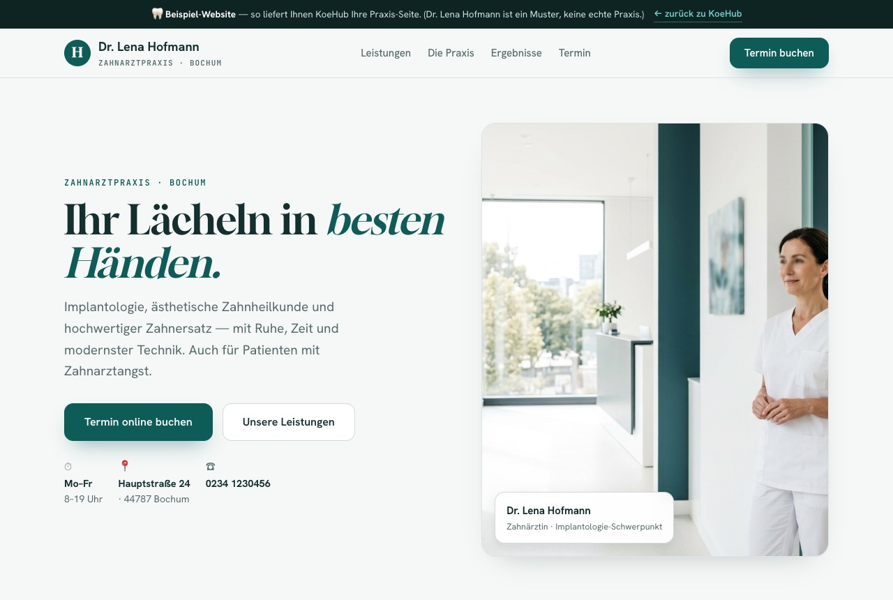 Demo-Endprodukt: Zahnärzte — Dr. Lena Hofmann
